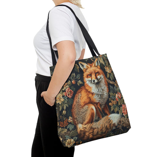 Forest Fox Tote Bag | William Morris Inspired | Hedgehog Floral Tote Bag, Eco-Friendly Carryalllogo