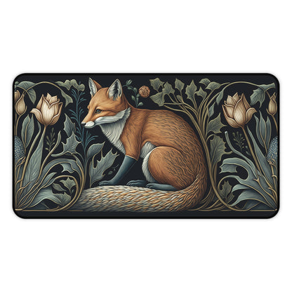 Botanical Fox Desk Mat 2 Sizes | Aesthetic Floral Fox Desk Mat | Office Decor GiftDesk Mats