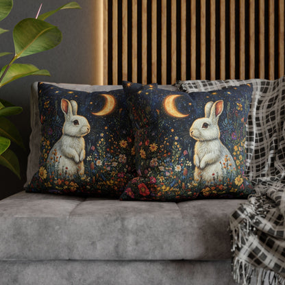 Rabbit Moon Wildflowers William Morris Inspired Pillowcase