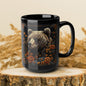 William Morris Inspired Floral Mama Bear Black Coffee Mug 11oz, 15 oz