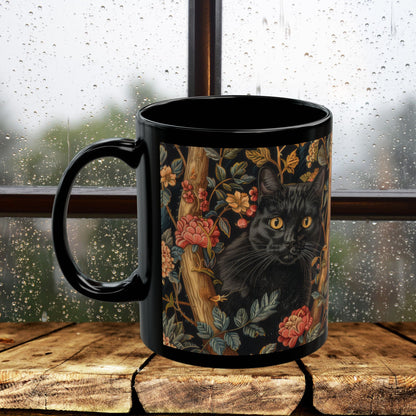 Gothic Black Cat Mug - Cozy Coffee Cup for Cat Lovers, Stylish Drinkware for Home, Unique Gift for Halloween, Floral Cat Design, [...]