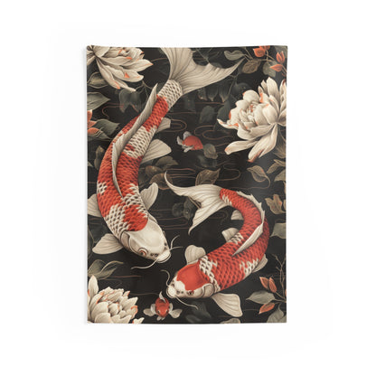Tapestry of Japanese Koi Fish | William Morris Medieval Style Wall Art | Cottagecore Hanging and Home Decor