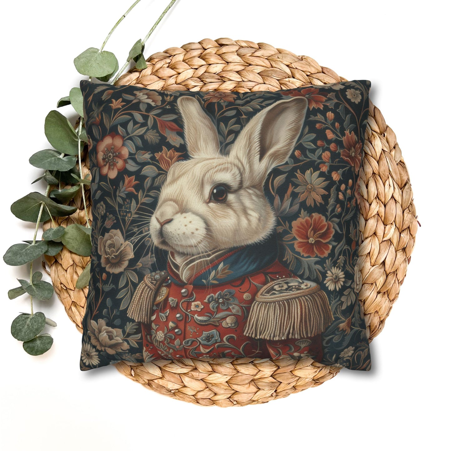 Christmas Nutcracker Rabbit Pillowcase: William Morris Inspired Holiday Decor