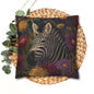 Vibrant Zebra Floral Pillowcase, William Morris Style Botanical Safari Animal Cushion