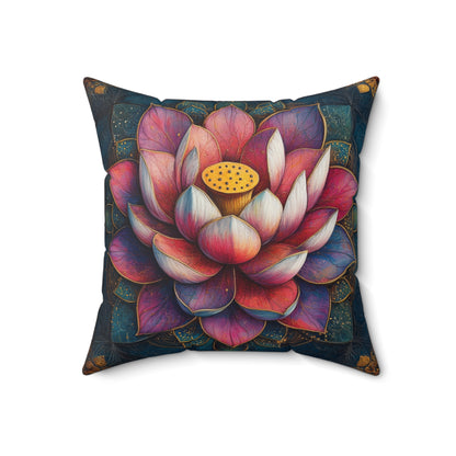 Art Deco Lotus Mandala Decorative Pillow, Lotus Home Decor Pillow