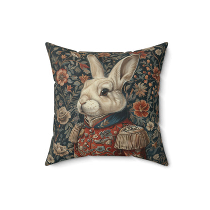 Christmas Nutcracker Rabbit Pillow: William Morris Inspired Holiday Decor