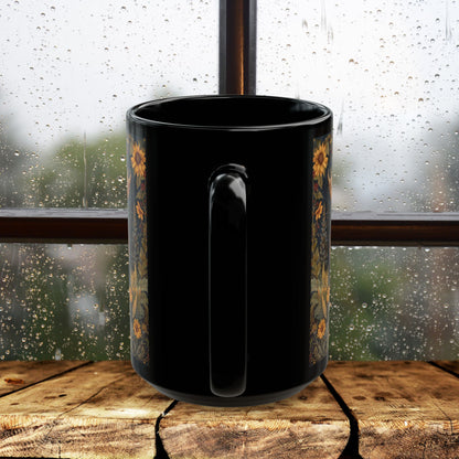 Moose Sunflower Coffee Mug: William Morris Inspired Nature Art