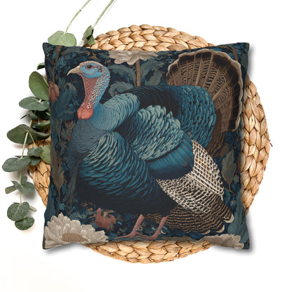 Thanksgiving Turkey Pillowcase, William Morris Style Cushion, Fall Decor, Polyester Cover