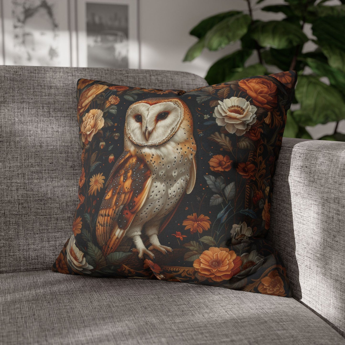William Morris Inspired Barn Owl Wildflower Pillowcase