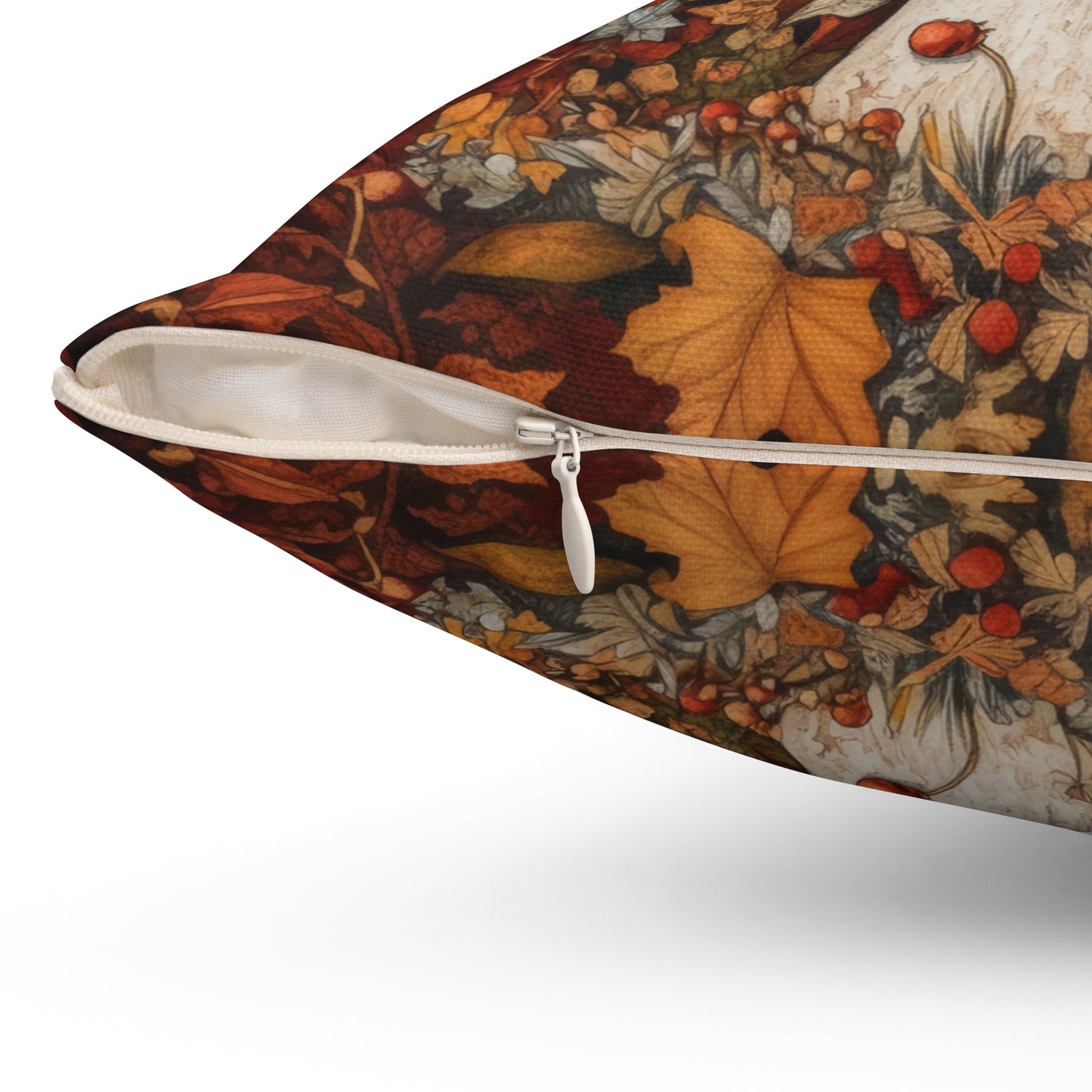 Squirrel In A Leafy Paradise Fall Season, William Morris Inspired Fall Decorative Pillow