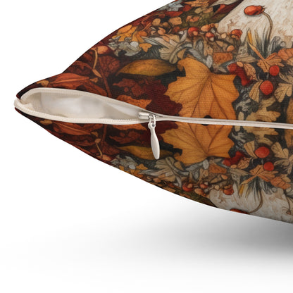Squirrel In A Leafy Paradise Fall Season, William Morris Inspired Fall Decorative Pillow