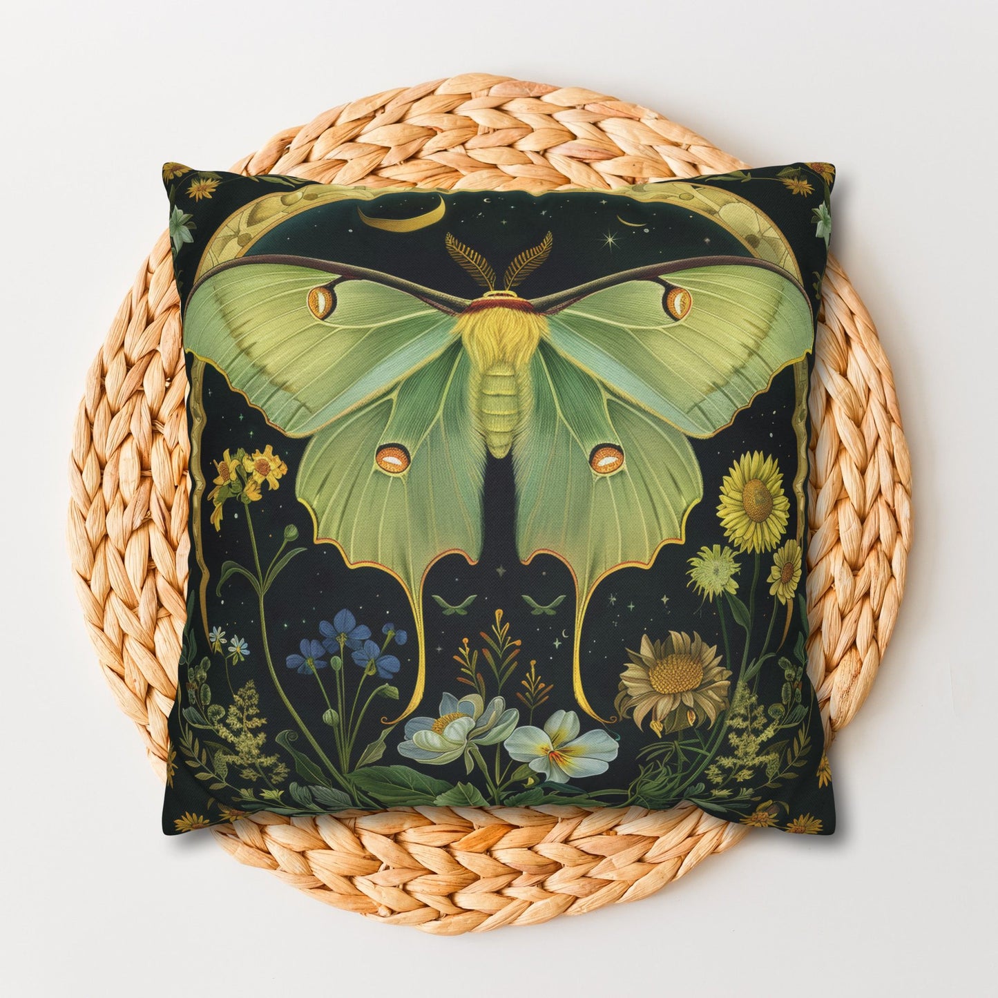 Luna Moth Crescent Moon Pillowcase