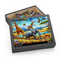 Stained Glass African Savanna forest landscape scene Jigsaw Puzzle (120, 252, 500-Piece)