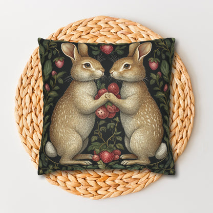 Rabbit & Strawberry Pillowcase: Whimsical Home Decor Cushion