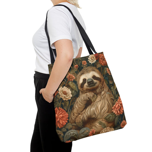 Sloth Tote Bag | William Morris Inspired |  Sloth Cottage-core Tote Bag, Eco-Friendly Carryall