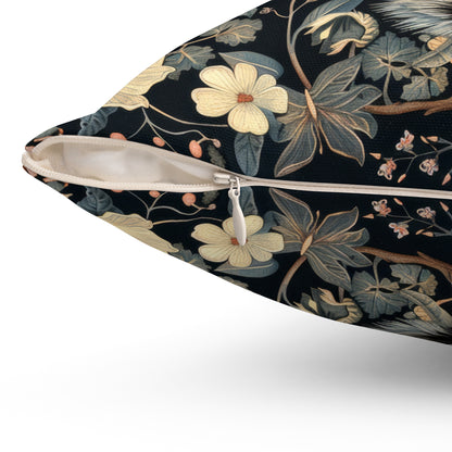 Floral Skunk Art Nouveau Pillow, Spun Polyester Square Cushion