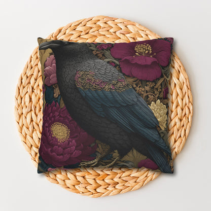Elegant Raven & Peony Floral Pillowcase
