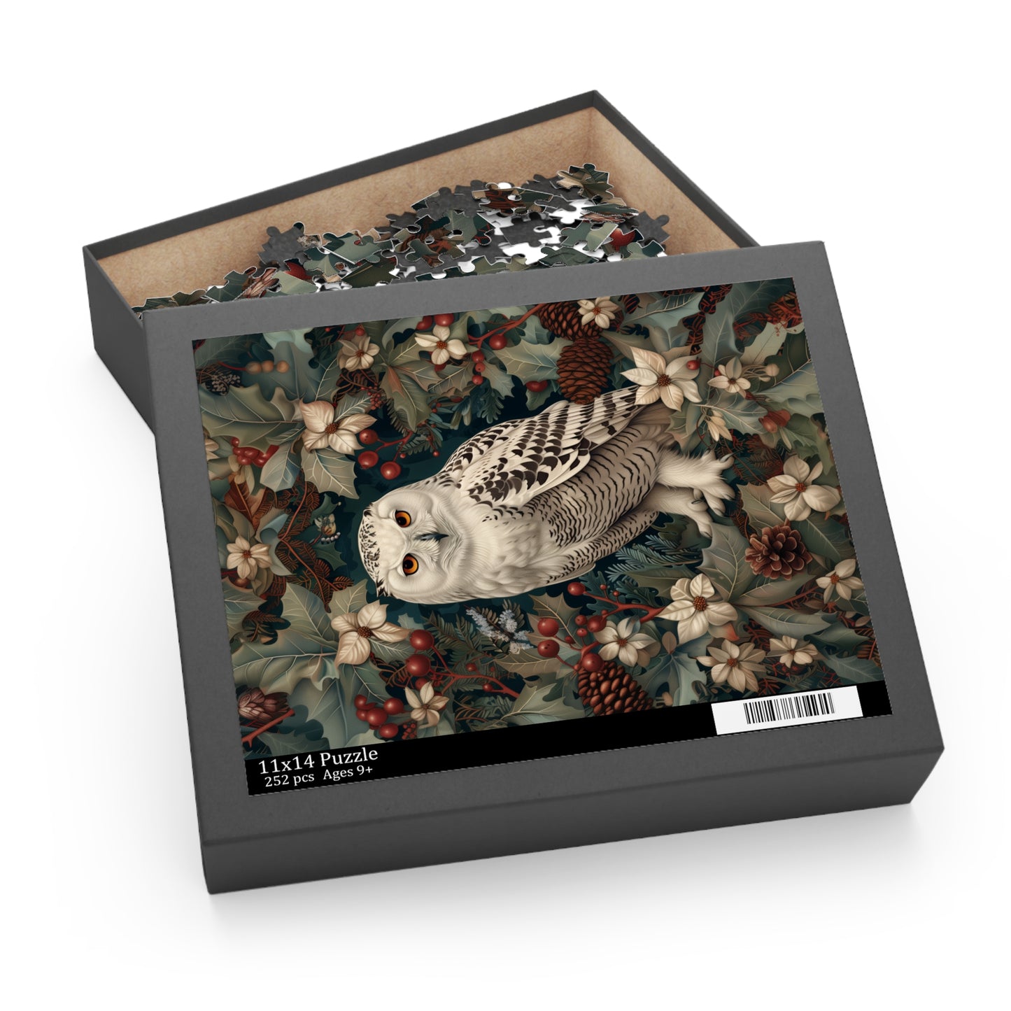Snowy Owl Winter Puzzle, Enchanted Woodland Holiday Jigsaw (120, 252, 500 Pieces)