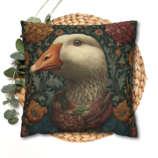 Whimsical Goose Pillowcase: Victorian Style Farmhouse Decor