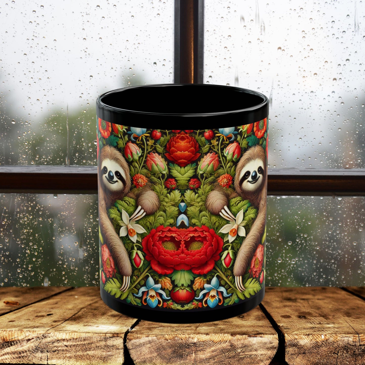 Whimsical Sloth Floral Mug, Cute Coffee Cup for Nature Lovers, Animal Lover Gift, Eco-Friendly Drinkware, Housewarming Present