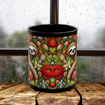 Whimsical Sloth Floral Mug, Cute Coffee Cup for Nature Lovers, Animal Lover Gift, Eco-Friendly Drinkware, Housewarming Present