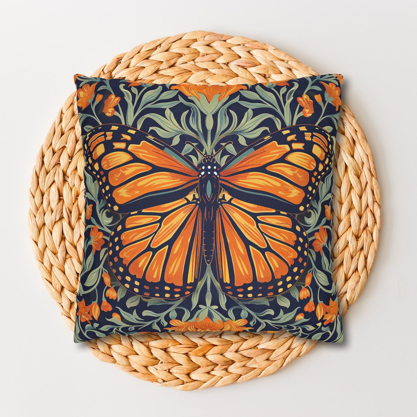 William Morris Inspired Monarch Butterfly Spring Pillowcase