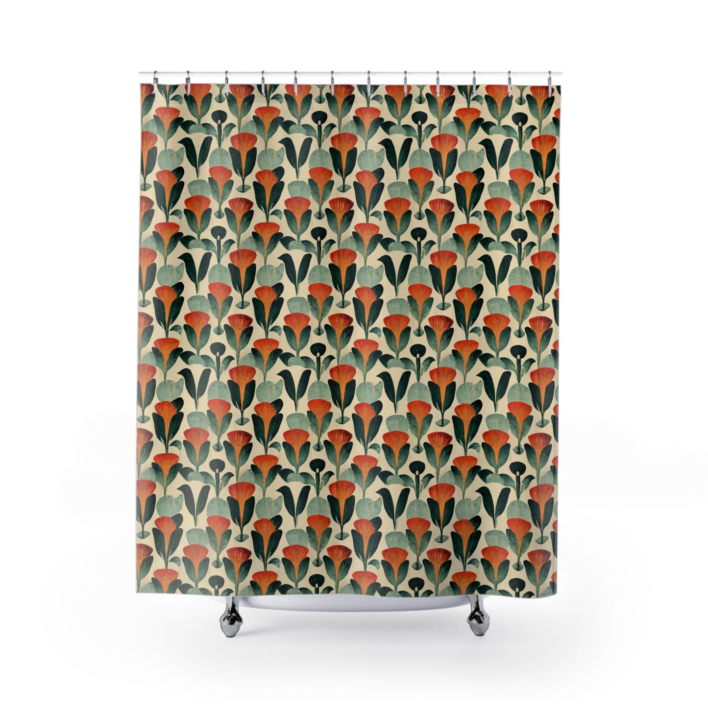 Botanical Art Deco Polyester Shower Curtain