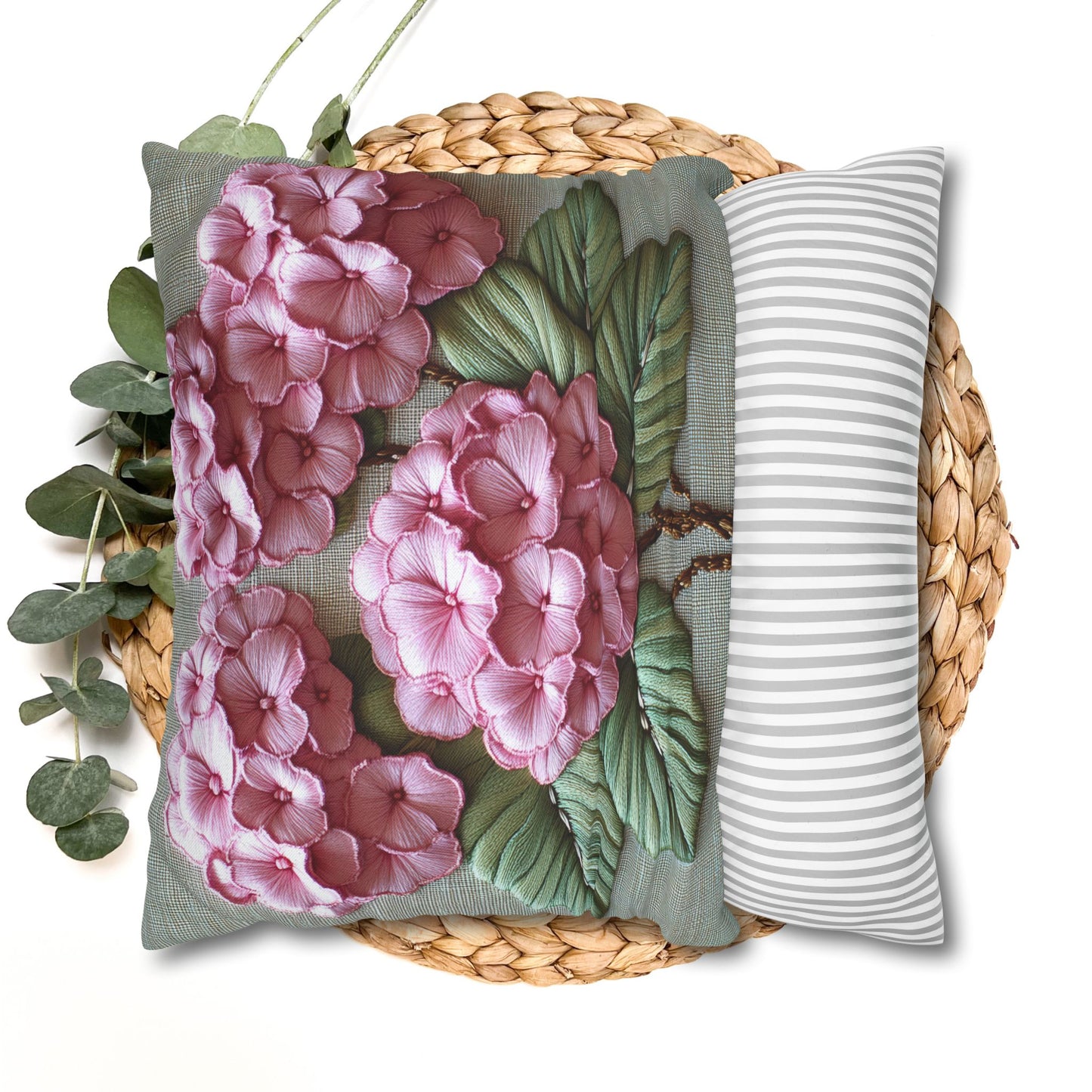 Pink Hydrangea Pillowcase Botanical Floral Accent