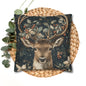 Christmas Reindeer Winter Pillowcase, William Morris Style Festive Woodland Decorative Cushion