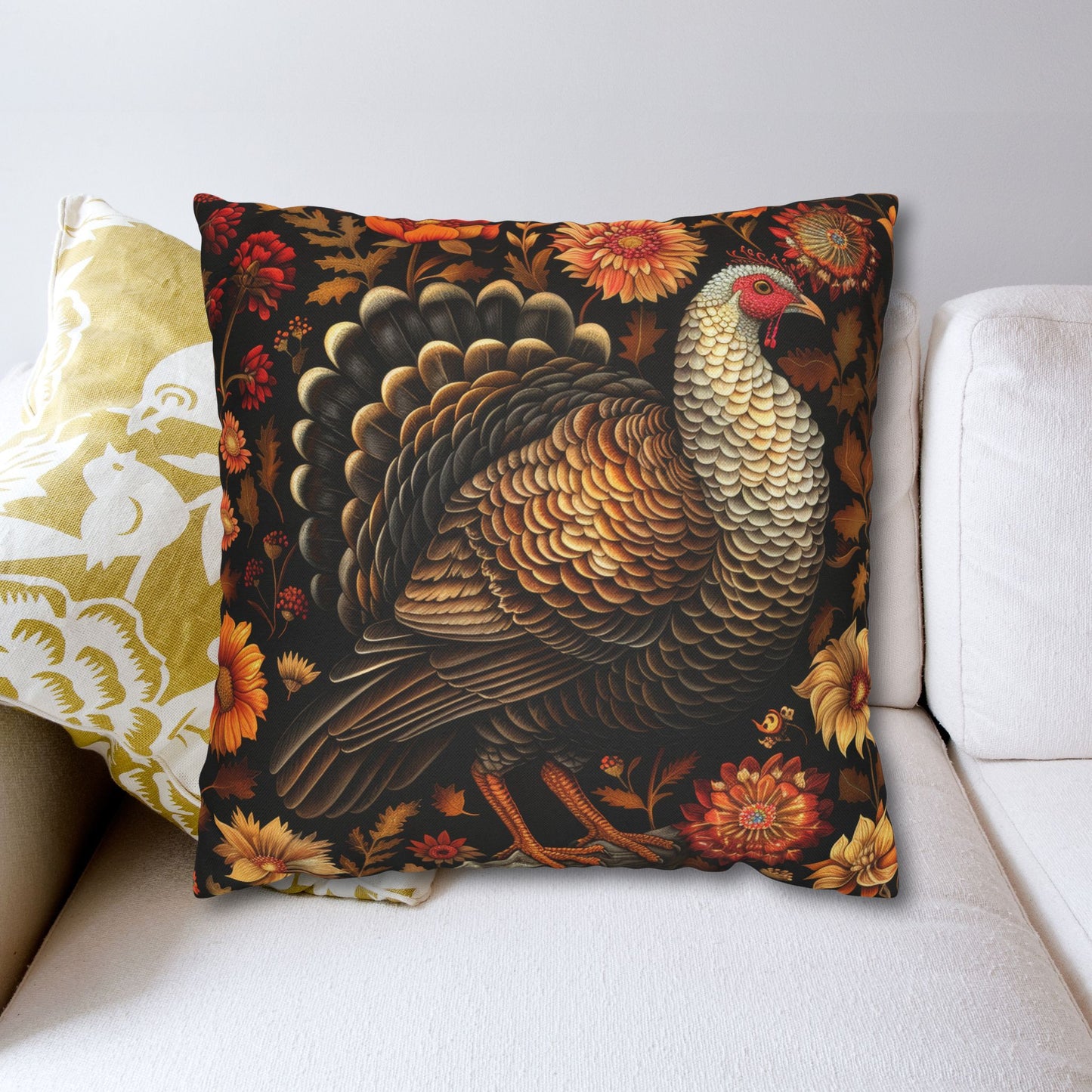 Turkey Throw Pillowcase: William Morris Inspired Fall Decor