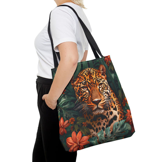 William Morris Inspired Tropical Leopard Tote Bag, Wildlife Tote Bag,  Cottage-core Tote Bag, Eco-Friendly Carryall