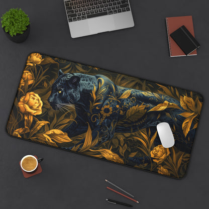 William Morris Inspired Gold Black Panther Desk Mat 2 Sizes | Gamer Keyboard Mouse Pad | Office Decor GiftDesk Mats