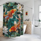Faux Stained Glass Koi Fishes Water Lily Polyester Shower Curtain