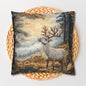 Mountain Reindeer Decorative Fall Square Pillow, Spun Polyester Home Decor, William Morris Inspired