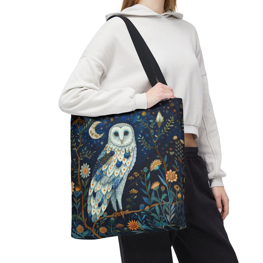 Night Owl Pillow Tote Bag William Morris Inspired, Owl Cottage-core Tote Bag, Eco-Friendly Carryall