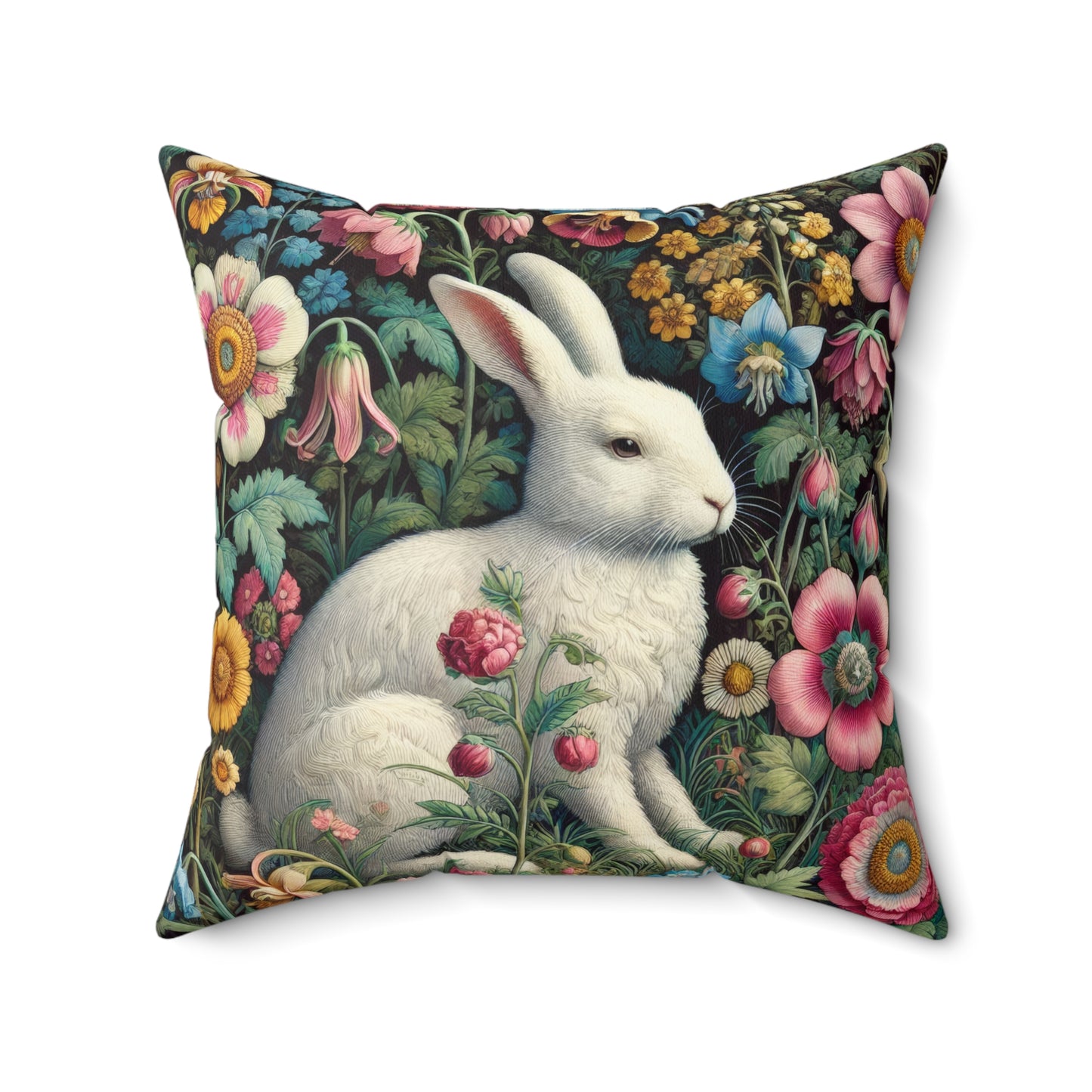 Whimsical Floral Rabbit Pillow, Cute Home Decor, Spring Accent Cushion, Easter Decoration, Garden Vibe, Gift Idea