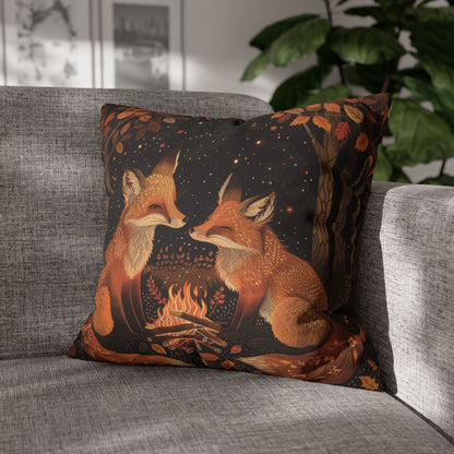 Woodland Foxes With Cozy Bonfire Pillowcase