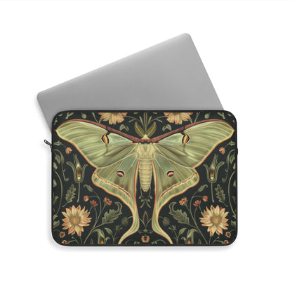 William Morris Inspired Luna Moth Floral Pattern Laptop Sleeve, Luna Moth Protective Case, Gift for Nature Lovers