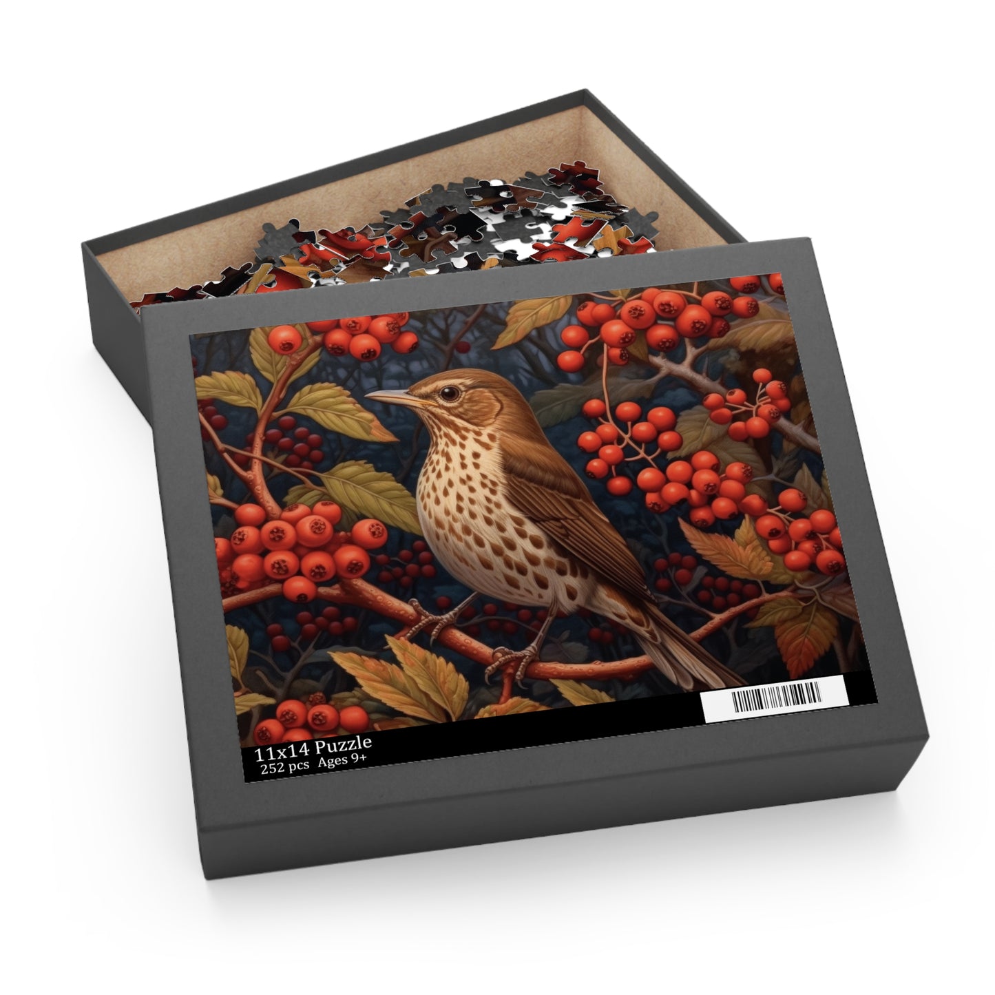 Song Thrush Bird William Morris Inspired (120, 252, 500-Piece) Adult Jigsaw Puzzle, Gift Him Her