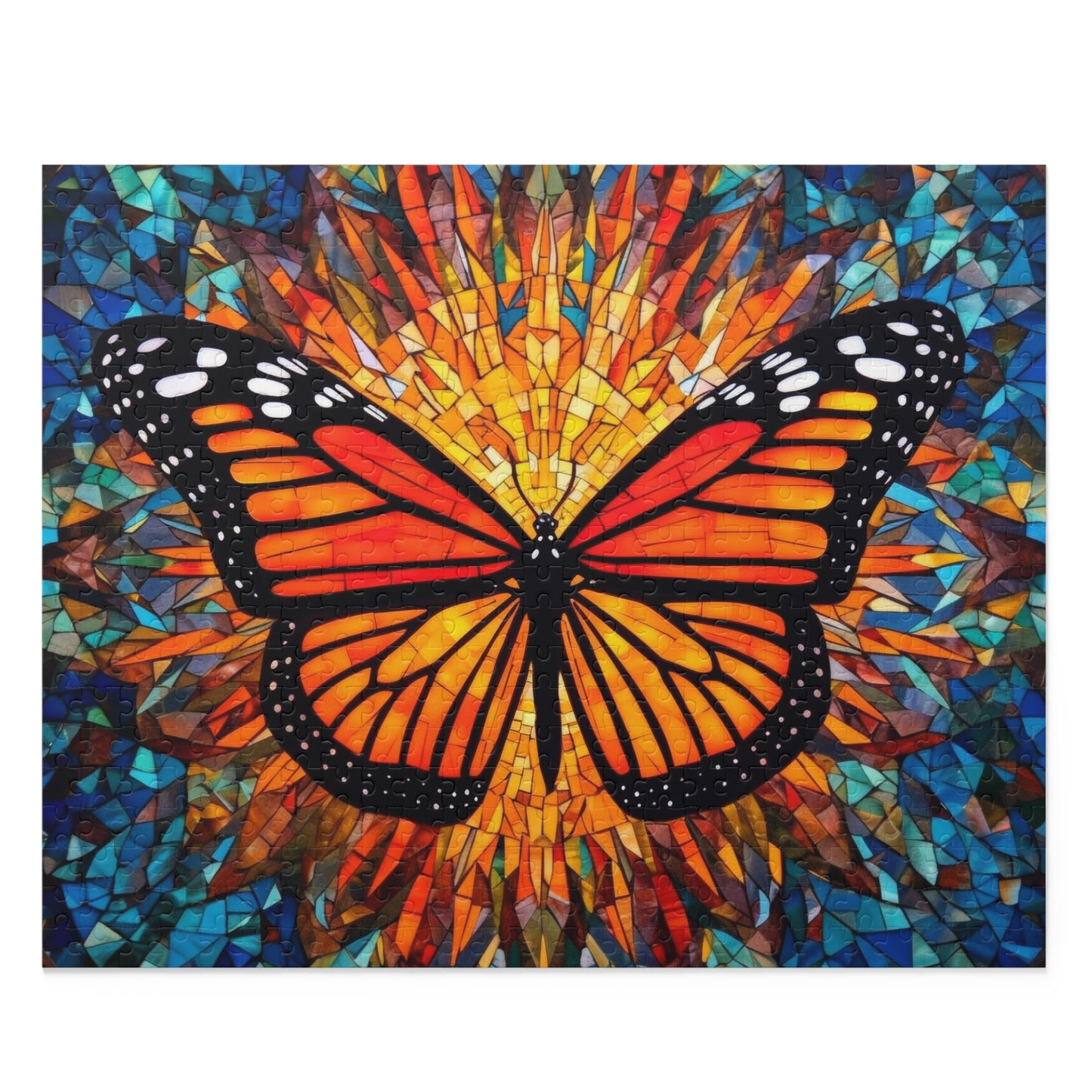 Colorful Monarch Stained Glass Jigsaw Puzzle (120, 252, 500-Piece)  Gift-Ready Box, Adult Jigsaw Puzzle, Gift Him Her