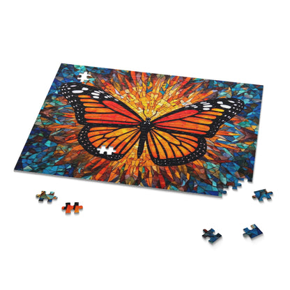 Colorful Monarch Stained Glass Jigsaw Puzzle (120, 252, 500-Piece)  Gift-Ready Box, Adult Jigsaw Puzzle, Gift Him Her