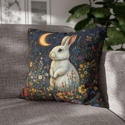 Rabbit Moon Wildflowers William Morris Inspired Pillowcase