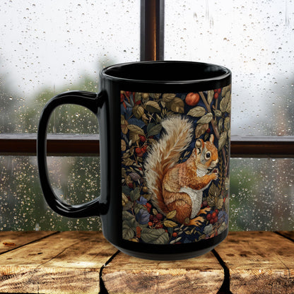 Squirrel Mug: William Morris Inspired Forestcore Ceramic Cup