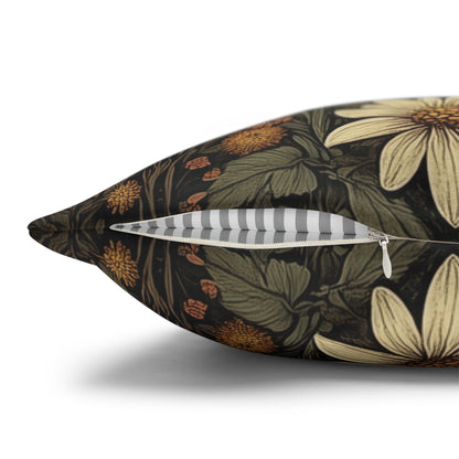 Moonlit Bunny Floral , William Morris Inspired Floral Bunny Pillowcase