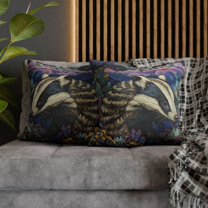 Badger in a Moonlit Field of Lavender Pillowcase
