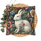 Floral Rabbit Throw Pillow:case Whimsical Spring Home Decor