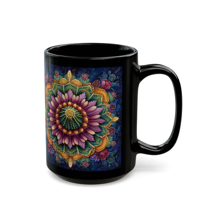 Cactus Mandala Kitchenware Black Coffee Mug 11oz, 15oz