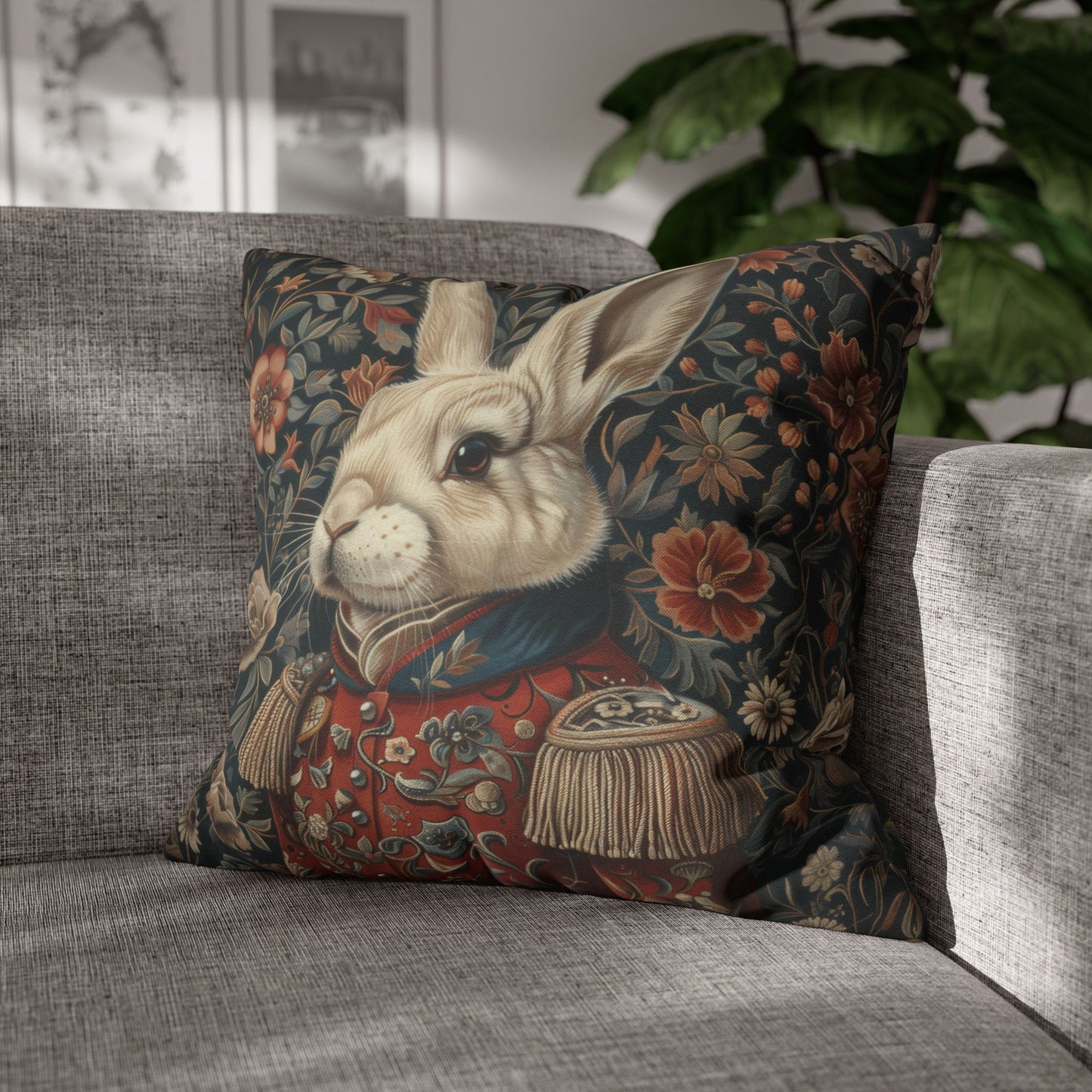 Christmas Nutcracker Rabbit Pillowcase: William Morris Inspired Holiday Decor