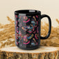 Pink Blue Butterfly Pattern Black Coffee Mug | Gift for Bird Lover Coffee Mug 11oz, 15oz
