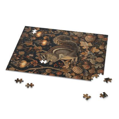 Chipmunk & Lanterns Puzzle – Cozy Autumn Jigsaw 120 252 500-Piece Family Gift Box Puzzle, Holiday Puzzle Game
